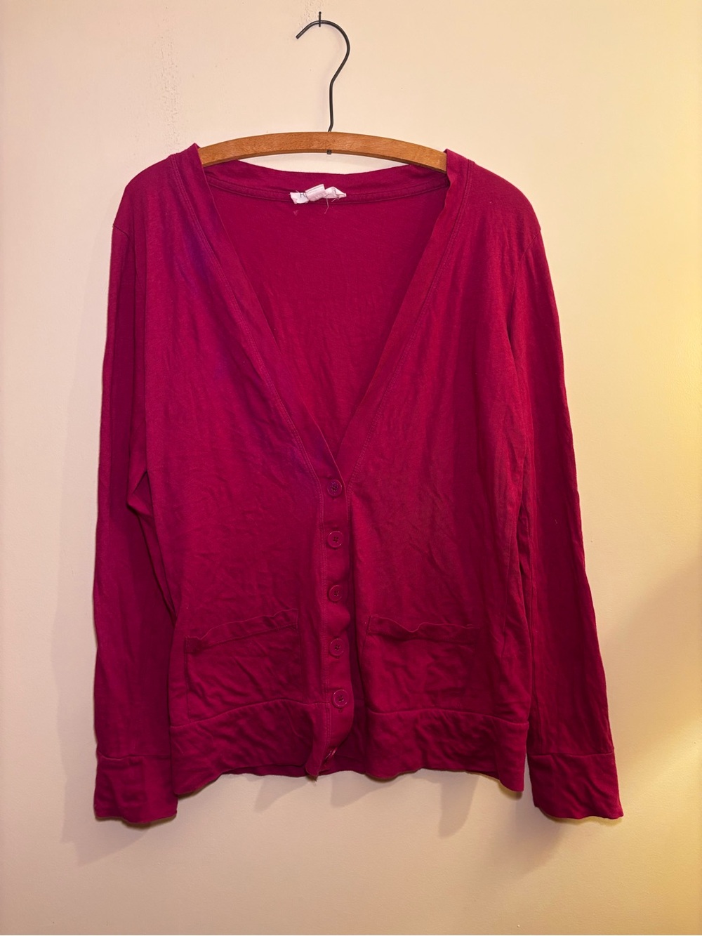 Vintage Forever 21 Magenta Pink Long Sleeve Button Up Cardigan